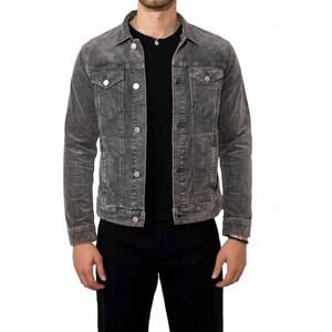 NEW MONFRERE dean velvet jlong sleeve jacket in vintage carbon